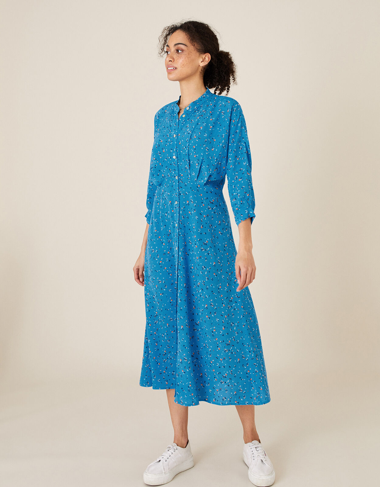 Floral Print Midi Dress Blue | Casual ...